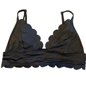 Black Scalloped Swim Top